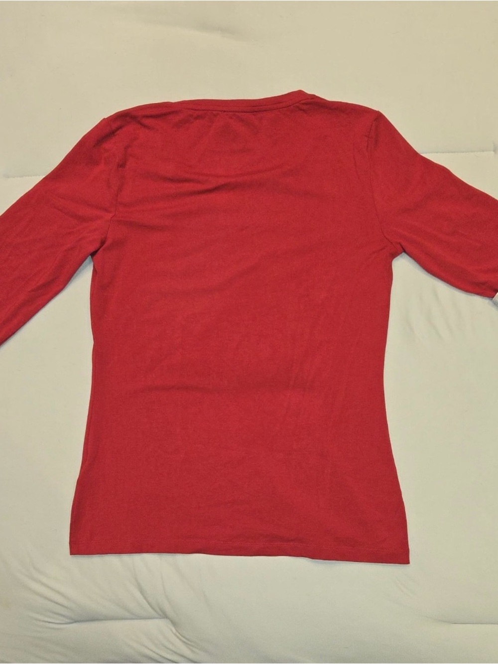 Burberry Red Scoop Neck Short Sleeve Top with Signature Plaid Cuffs - Picture 2 of 4